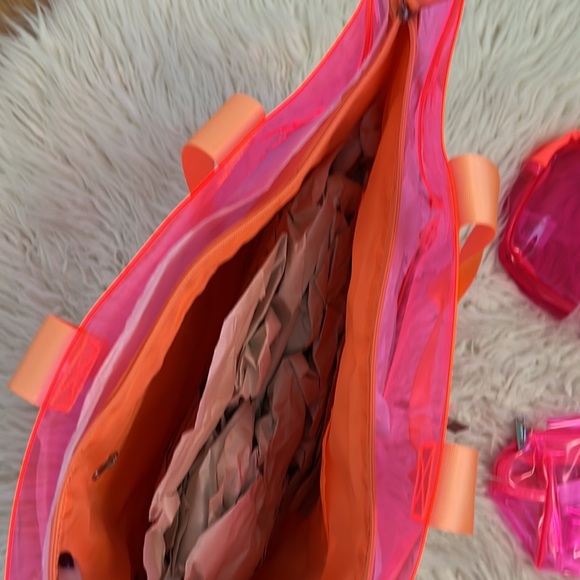 NWT Neon Pink and Orange Beach Bag Bundle (3 items) - Picture 4 of 11
